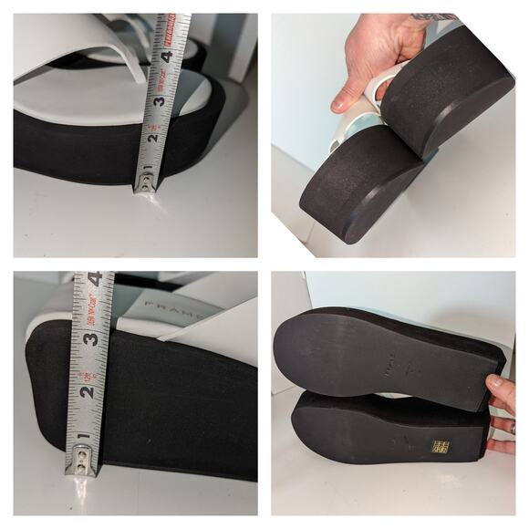 Frame Le Ocean Thong Platform Y2K Vibe White Black Leather Size 40.5 US 9.5 - Picture 12 of 13